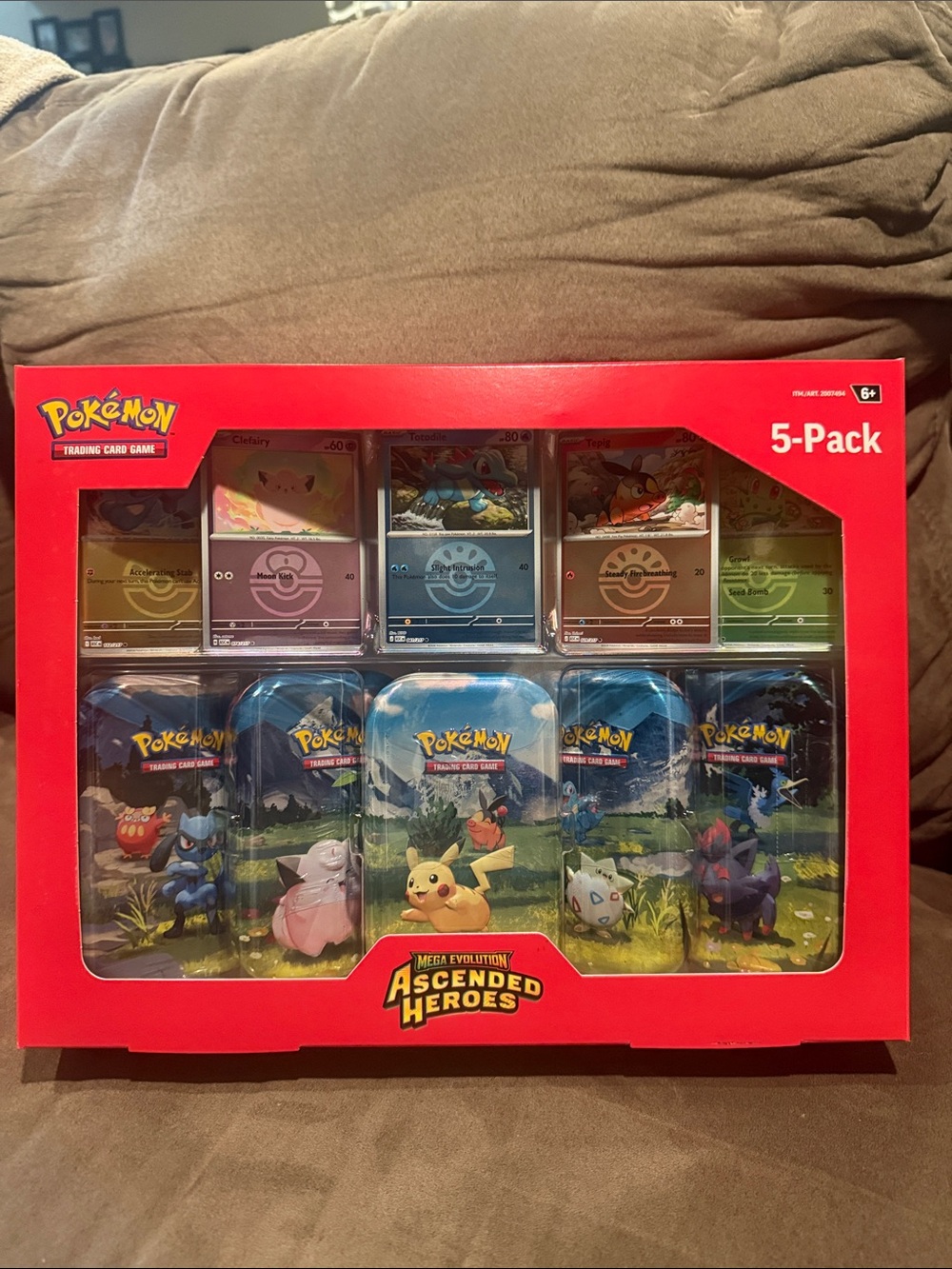 Pokemon Ascended Heroes 5-Pack Tin Gift Set - Red Sealed